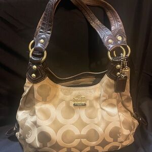 Coach Beige and Dark Brown Shoulder Bag